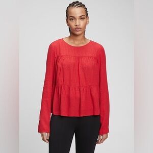 Gap Red Dash Tiered Blouse